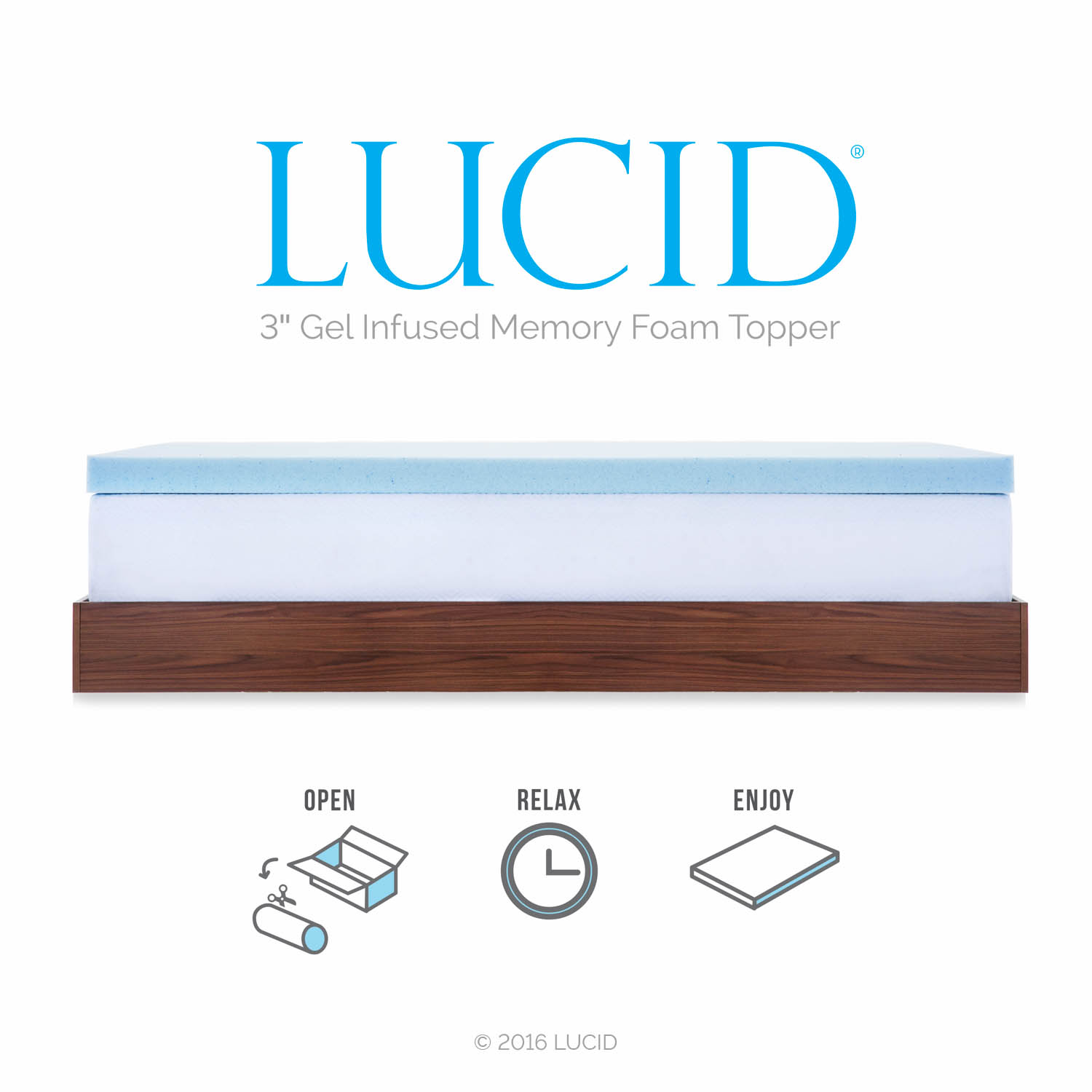 Lucid 3" Memory Foam Mattress Topper, Full-XL