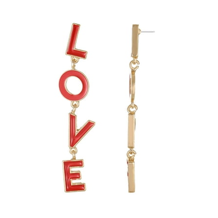 Way to Celebrate Valentine's Day Love Linear Earrings,1 Pair