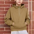 thumbnail image 2 of YunPes Youth Boys Christmas Clothes Half Zipper Hooded Sweatshirt Casual School Plain Pullover Tops for Kids Fall Winter Warm Outfit, 2 of 7