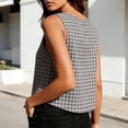 thumbnail image 4 of Women Plaid Tank Top Summer Business Casual Sleeveless Button Down Shirts Slim Fit Gingham Tops Gray, 4 of 6