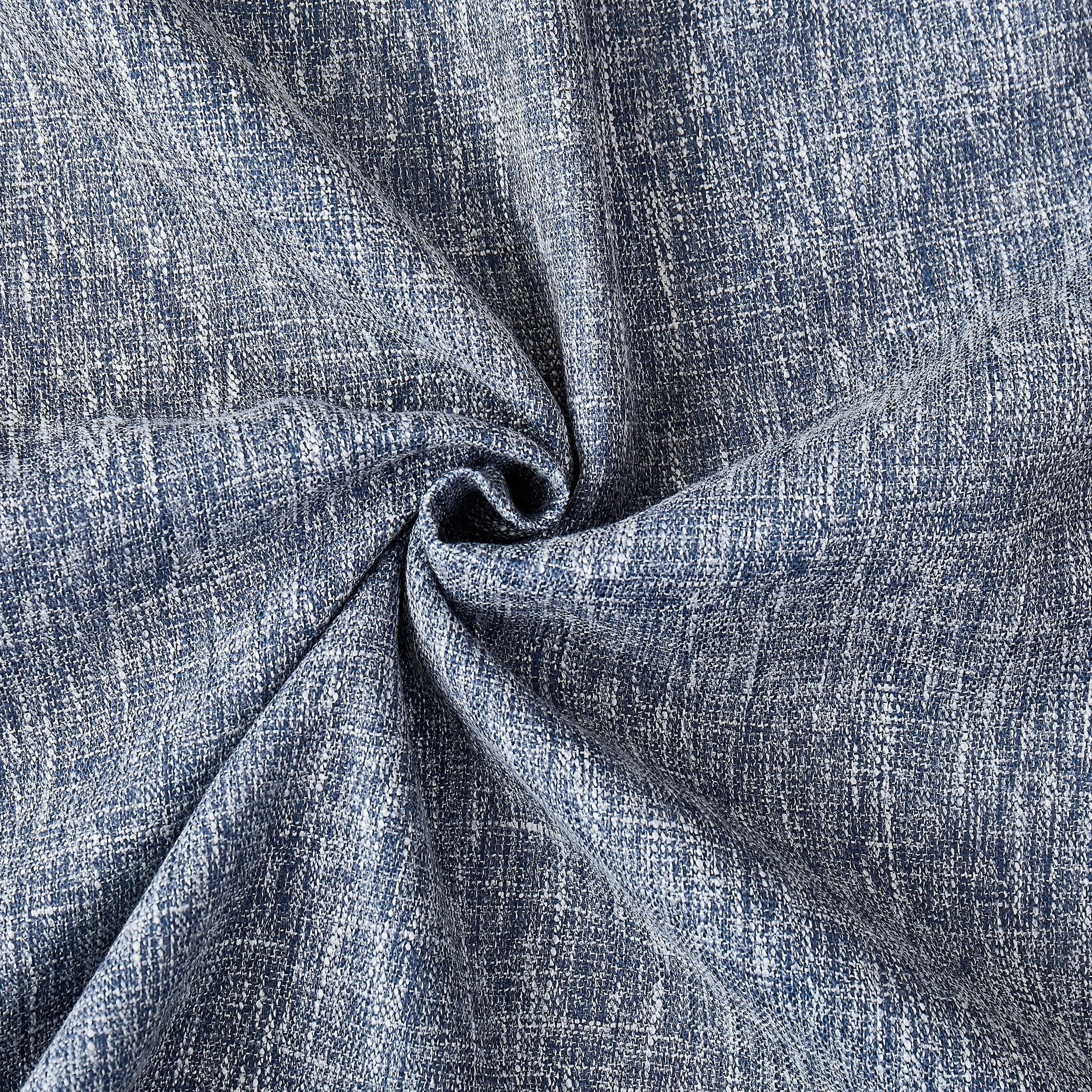 Uptown Home Navy Blue Solid Heavy Linen Textured Full Blackout Curtain Panle for Bedroom Living Room Office with Gray Liner, Grommet, 50"x84"x2