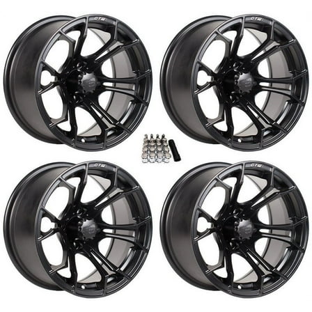 GTW Spyder 12" Golf Cart Wheels/Rims Black Yamaha