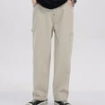 thumbnail image 4 of Men's Cargo Pants Pant Shuffle Pants Big N Tall for Men Carpenter for Men Size Open Toe Cargo Sweatpants Mens Slim Fit Boy Stocking Phone Pocket Mens Casual Solid Relaxed Fit Beige M, 4 of 9