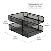 Mind Reader Stackable Paper Tray, Desktop Organizer, File Storage, Office, Metal Mesh, 2 Pieces, Black