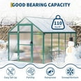 thumbnail image 6 of 6x10 FT Greenhouse, Easy Assembly Aluminum Polycarbonate Greenhouses for Outdoors with Roof Vent and Ground Nails, Heavy Duty Aluminum Walk-in Greenhouse for Backyard, Sliding Lockable Door, Green, 6 of 6