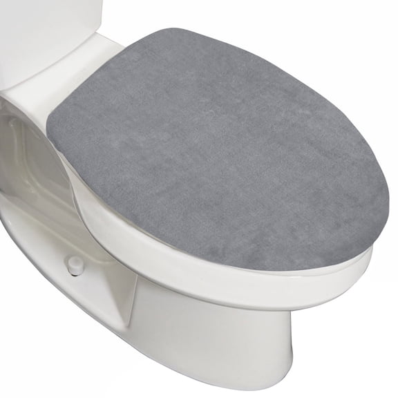 2PCS Toilet Lid Seat Cover, Memory Foam, Elastic Universal Fit for Standard Round, Gray