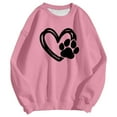 thumbnail image 4 of Arlun Womens Dog Mama Sweatshirts Dog Paw Printed Love Heart Graphics Long Sleeve Crewneck Pullovers Soft Comfortable Loose Thin Casual Hoodless Tops Pink S, 4 of 4