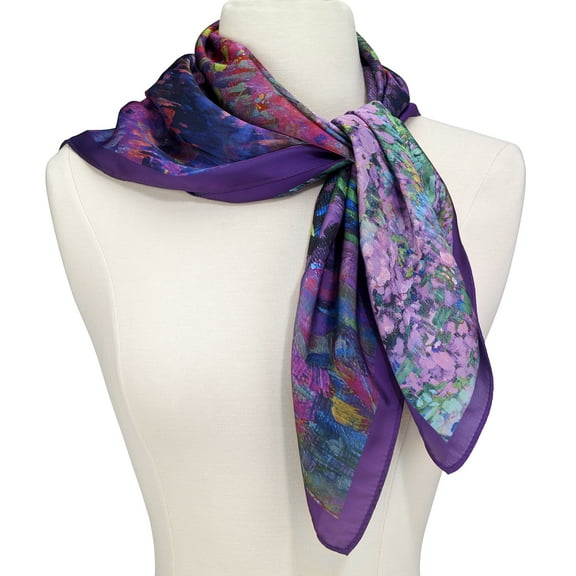 Garden Symphony Square Satin Chiffon Scarf
