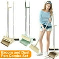 thumbnail image 1 of Broom Dustpan Squeegee Set  4 Layers Bristle Broom with Long Handle Dustpan and Broom Set Yellow, 1 of 11