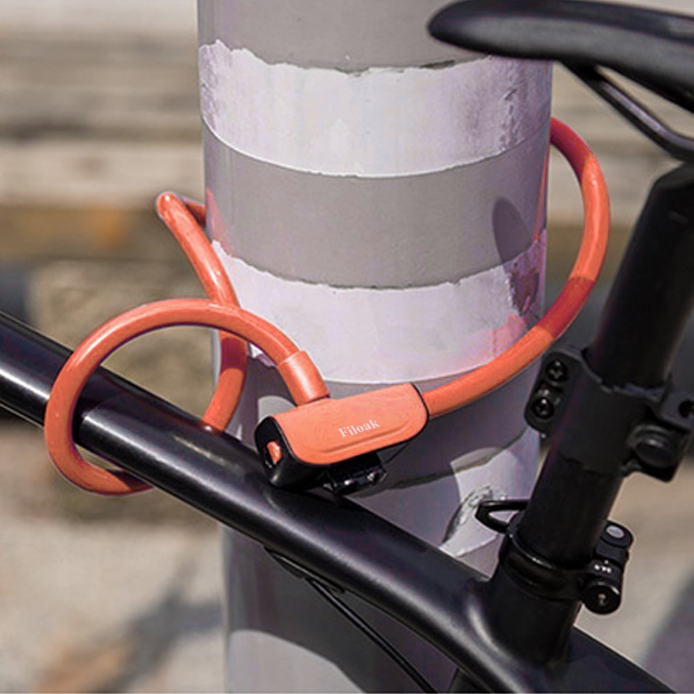 Filoak Bicycle locks, Orange, Bicycle Locks Bike Cable Lock for Road Bike Mountain Bike Scooters