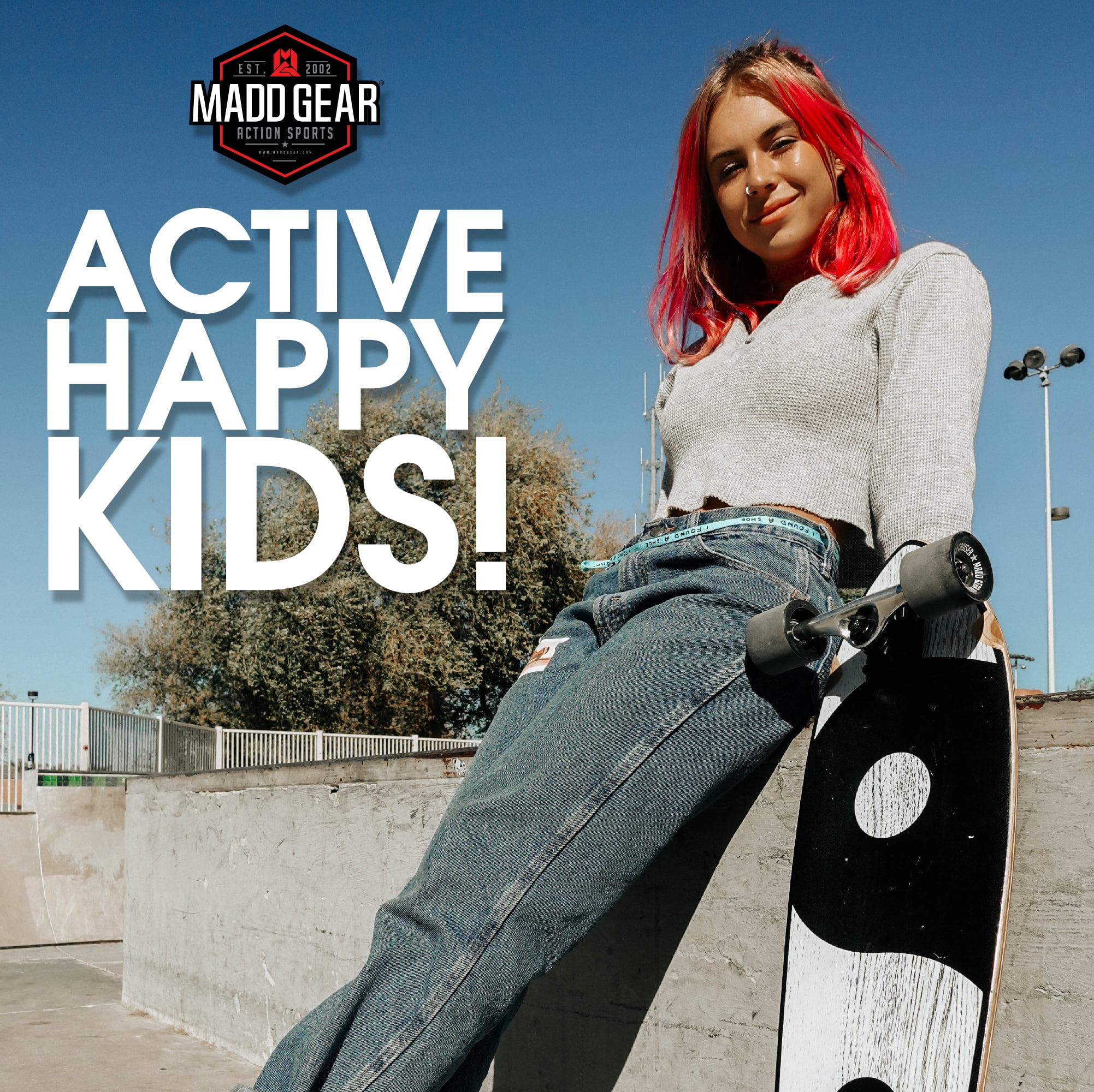 Madd Gear 32" Cruiser Complete Skateboard Maple Deck Smooth 62mm Wheels Fast ABEC 7 Bearings