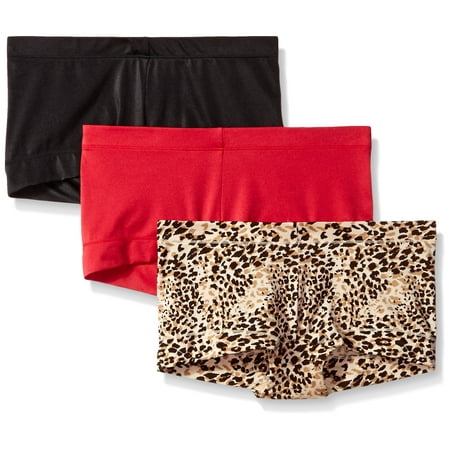Maidenform Women s 3-Pack Dream Boyshort Panty  Neutral Snow Leopard/Camera Red/Yarn/Black  7