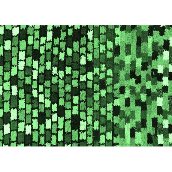 Ahgly Company Indoor Rectangle Abstract Emerald Green Modern Area Rugs, 7' x 10'
