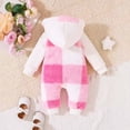 thumbnail image 6 of YDFCWXW Baby Girls Plaid Outfits Fleece Jumpsuit Winter Warm Long Sleeve Zip Hooded Bodysuit Bowknot (Red, 9-12 Months), 6 of 7