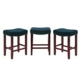 thumbnail image 3 of Costaelm Bulmon 24" Upholstered Cherry Counter Stools With Nail Head Trim (Set of 3), Navy Blue, 3 of 3