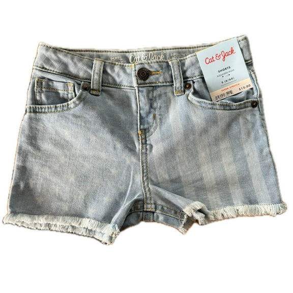 Youth, Cat  Jack Stars and Stripes Denim Cutoff Shorts, Size 6/6X