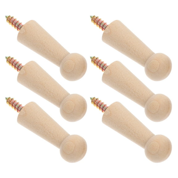 Clispeed 6Pcs Solid Wood Wall Hooks Small Decorative Shaker Pegs for Home Entryway