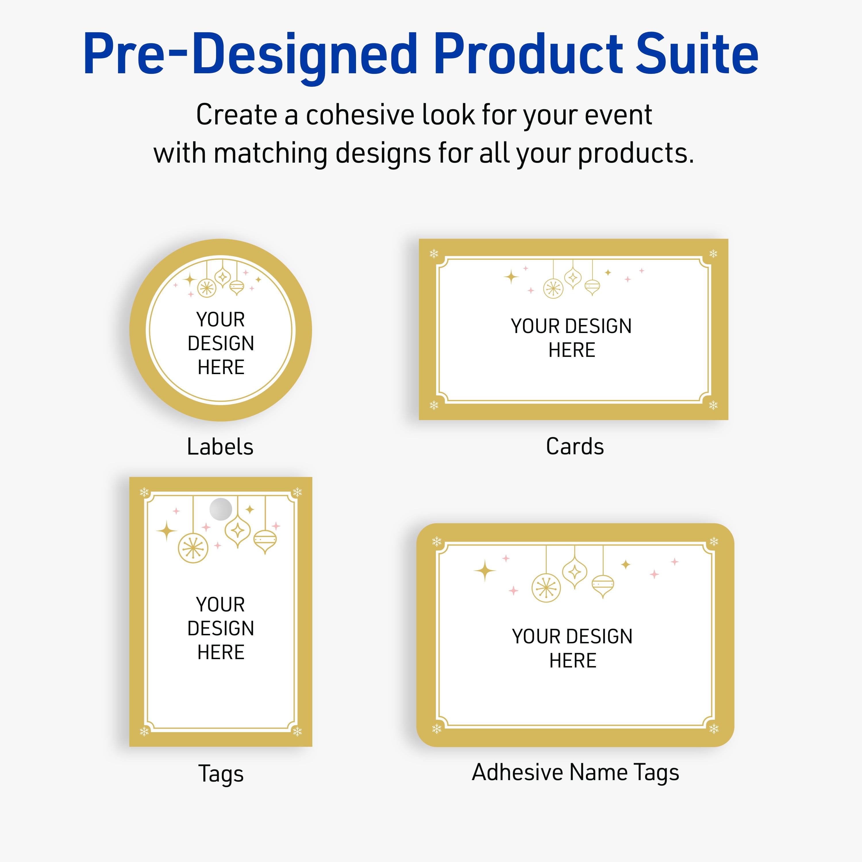 Avery Labels, 3" x 3", Gold-Metallic Ornaments, Glossy, 60ct