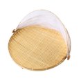 thumbnail image 2 of KMYY Bamboo Picnic Food Serving Basket Anti Flies Insect Net Cover Bread Fruit Tray, 2 of 3