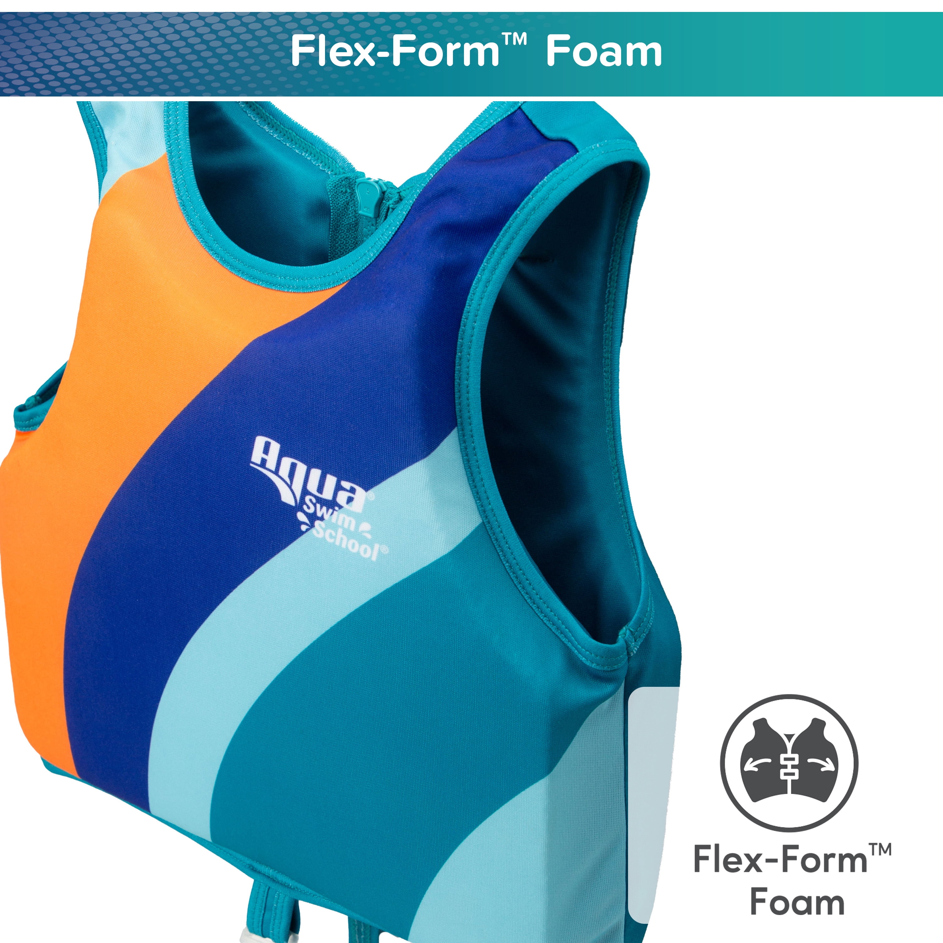 Aqua SwimSchool Swim Training Vest, Ages 2-4 Years, 25-37 lb, Blue