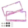 thumbnail image 2 of 2-Pack Aluminum License Plate Frame with 2 Holes for GM License Plate Cover with Free Screws Pink Fantasy Flowers Pattern, 2 of 8