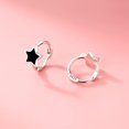 thumbnail image 5 of Solid 925 Sterling Silver Black Star Huggie Earrings Hoops for Women Teens Small Star Hoop Earrings Cartilage Helix Earrings, 5 of 14