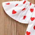 thumbnail image 4 of ITSAME Girls Outfit 3-Piece(2-7T), Heart Print Ruffle Sleeve Pullover Top and Denim Shorts with Heart Print Headscarf Summer Stylish Casual Sets Red 4-5T, 4 of 6