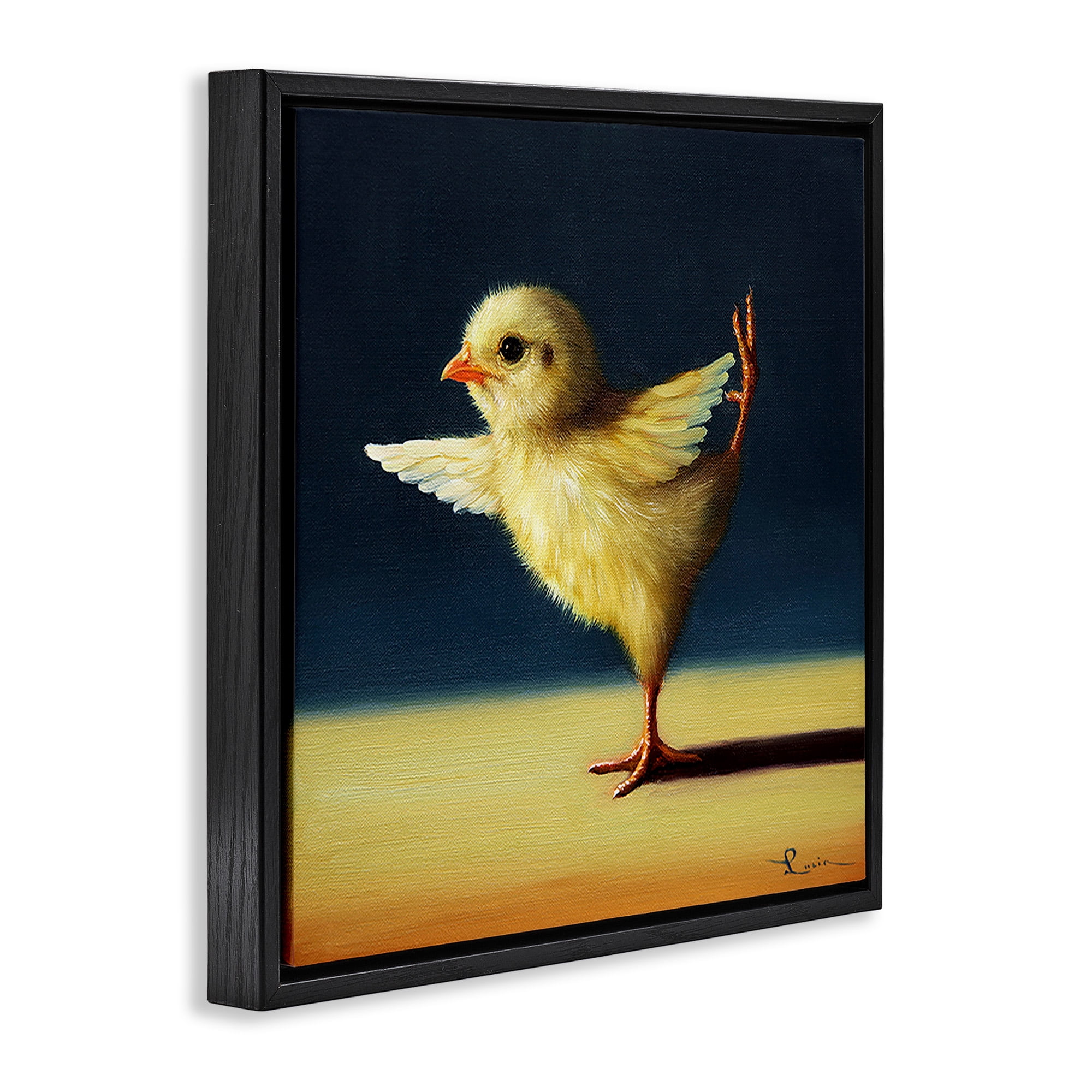 Stupell Industries Yoga Chicks Funny Animal Painting Animals & Insects Painting Black Floater Framed Canvas Art Print Wall Art, 25 x 25
