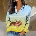 thumbnail image 1 of TaTaai Ladies Satin Blouse Long Sleeve Gradient Print Button Down Collar Silky Shirt Loose Fit Dressy Casual Top Gift, 1 of 5