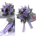 thumbnail image 3 of Xiao Hua Ramo de flores de mano para novia, ramo de seda simulado para dama de honor, decoración de San Valentín, suministros para fiestas de boda, decoración del hogar, 1 pieza, morado, 3 of 4