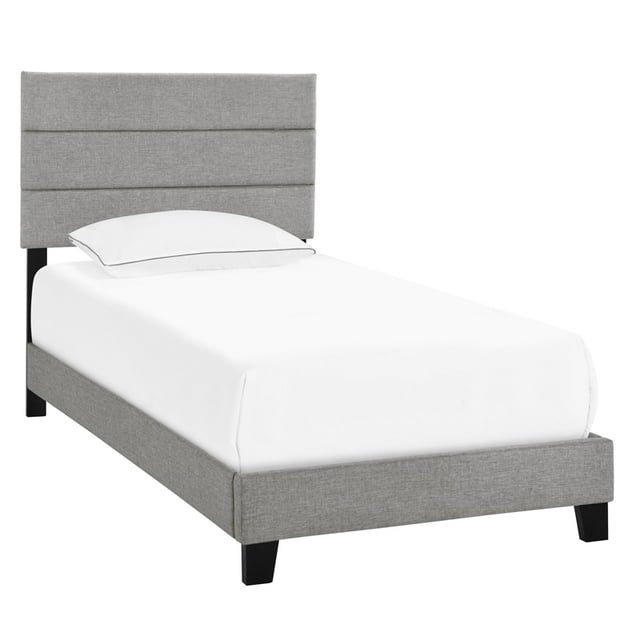 Horizontally Channeled Twin Bed in Glacier Gray