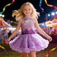 thumbnail image 2 of MEZZALL Carnival Summer Girls' Sequined Tank Tops Tutu Skirt Set Festive Casual Outfit Sets Kids Holiday Gatherings, 2 of 7