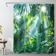 thumbnail image 1 of Cortina de ducha de 120 x 180 cm, antimoho, diseño de selva tropical, tela de poliéster impermeable, decoración de baño con 10 ganchos, 1 of 3