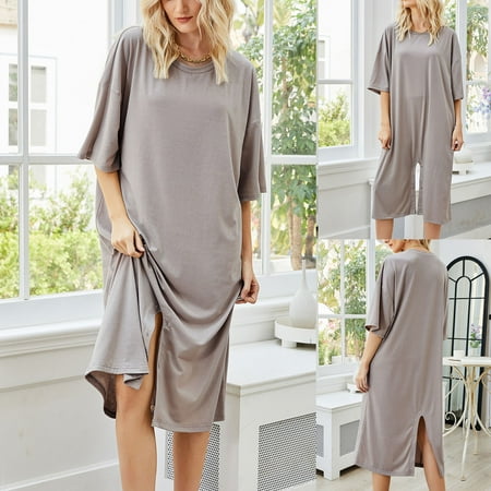 

Dasayo Gray Workout Romper for Women Fashion Summer Casual Solid Color Mid Sleeve Plus Size Homewear Jumpsuit