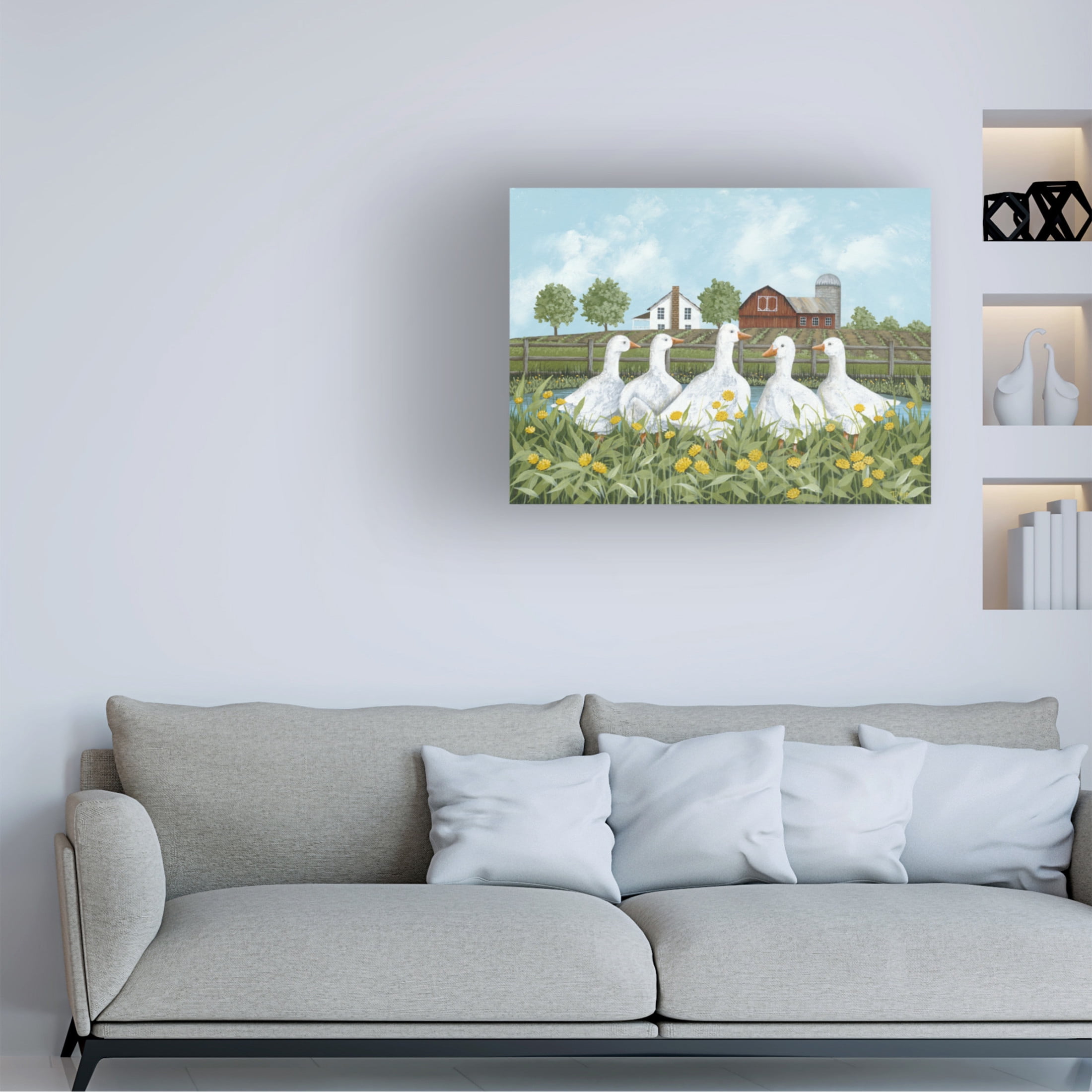Canvas Wall Art - Tanya Nyp 'White Geese' Wall Art for Living Room, Bedroom, or Office Décor by Trademark Fine Art - 47 x 35 Inches