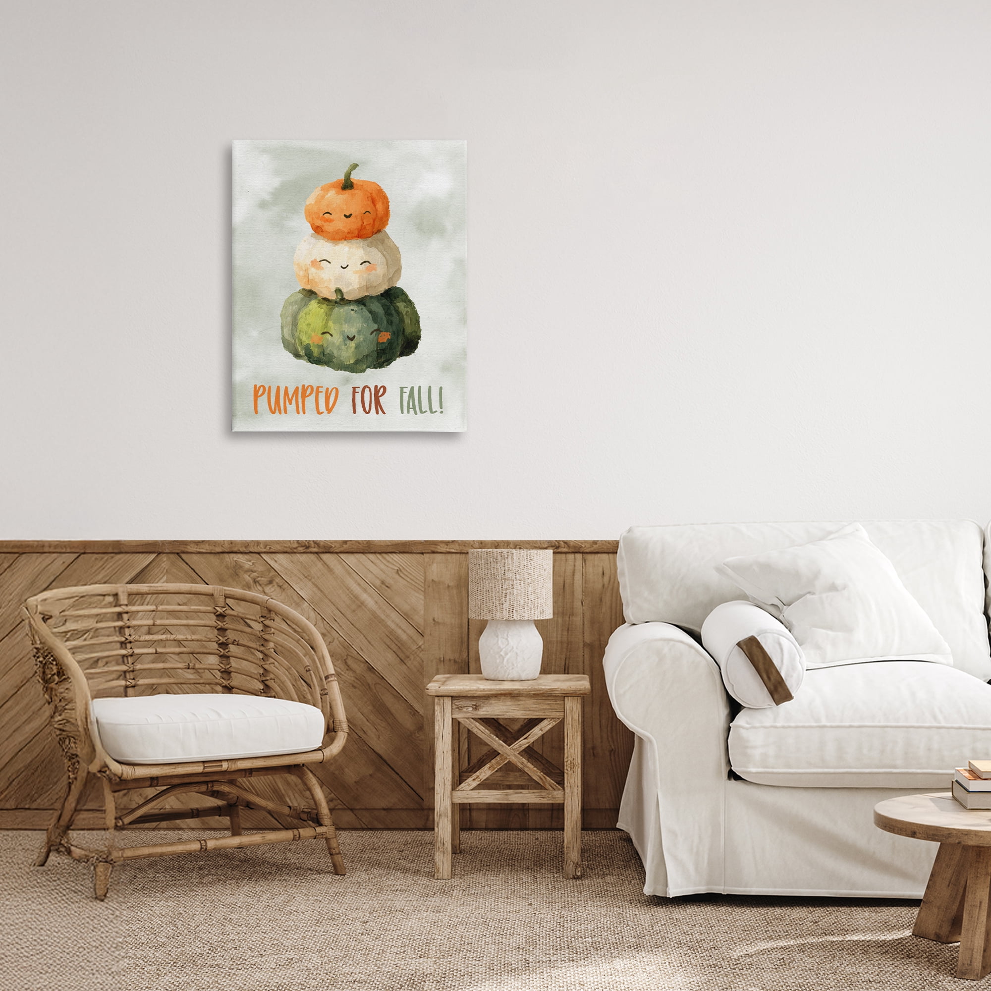 Stupell Industries Smiling Pumpkins Pumped For Fall Canvas Wall Art, design by Ziwei Li