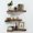 Rustic Brown, variant on Corner Floating Shelves Wall Mount Shelf Solid Wood for Bedroom Bathroom Room Kitchen Storage Set of 3, Rustic Brown, Invisible Brackets