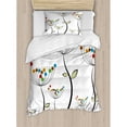 thumbnail image 3 of Garden Duvet Cover Set King Size, Colorful Dandelions Stems Buds Leaves Bedding Plants Wildlife Meadow Cottage Theme, Decorative 3 Piece Bedding Set with 2 Pillow Shams, Multicolor, by Ambesonne, 3 of 3