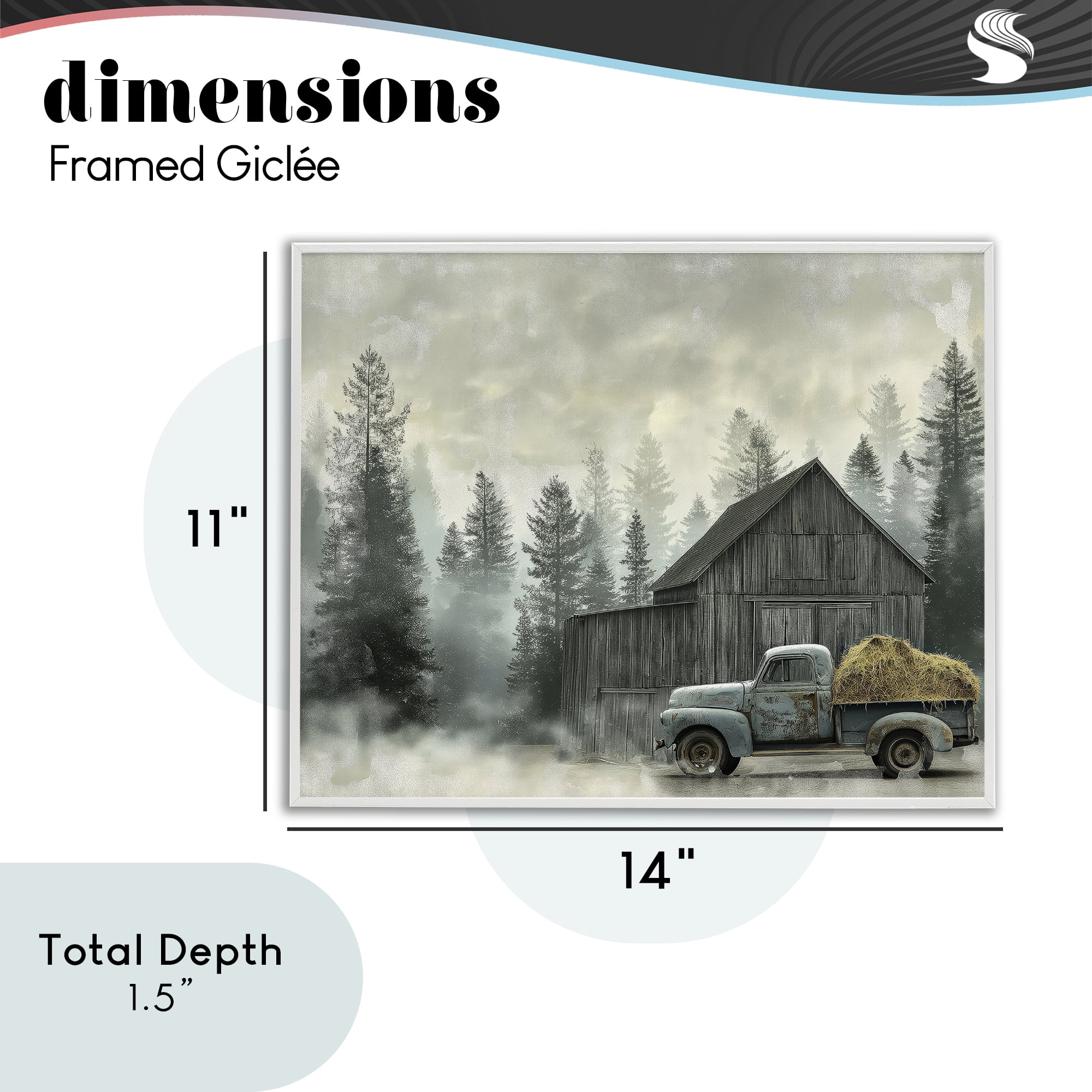 Stupell Industries Vintage Pickup at Misty Barn White Framed Giclee Art, design by Imagine It Images