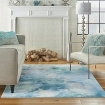 Nourison Le Reve Abstract Seafoam 5'3" x 7'3" Area Rug, (5x7)