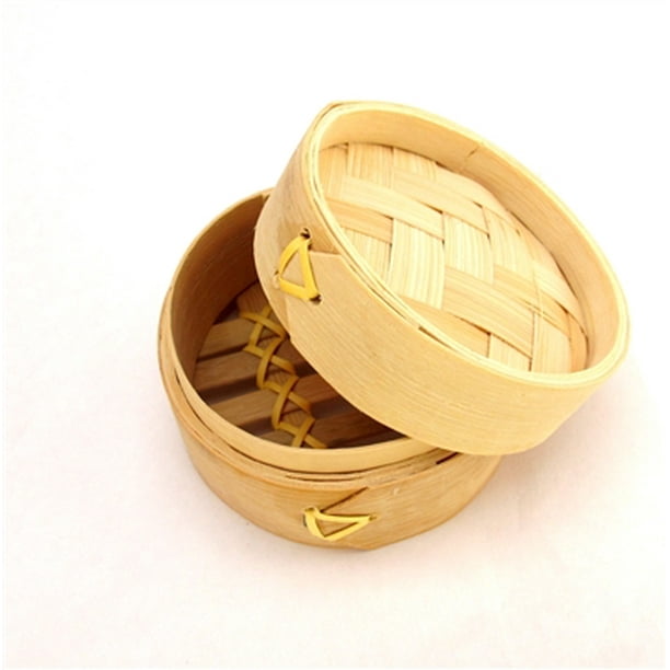 BambooMN 3 Inch Mini Bamboo Dim Sum Dumpling Steamer Basket for Dessert