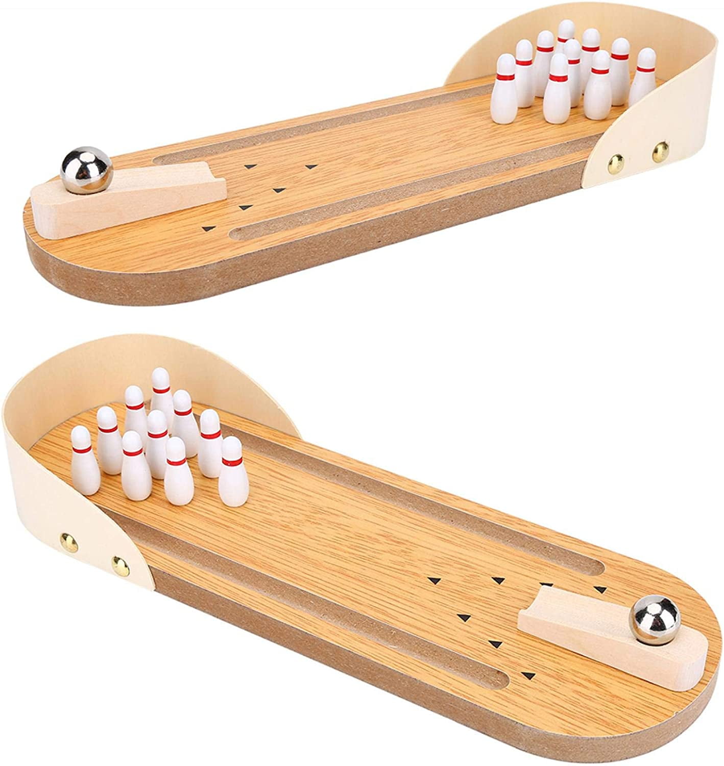TRIANU 2 Pack Mini Bowling Game Set, Wooden Tabletop Bowling Game Desktop Bowling Toys Home