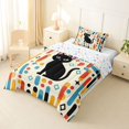 thumbnail image 2 of Manfei Mid Century Black Cat Twin Comforter Sets, Boho Rectangle Bedding Set, Cream Red Blue, Stars Reversible, 2 Pieces, 1 Comforter and 1 Pillowcase, 2 of 7
