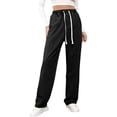 thumbnail image 3 of Sweatpants Jeans for Women Wide Leg High Waisted Baggy Pants Straight Leg Denim Pants Stretchy Trousers with Pockets Perfect for Gym Sessions Coffee Runs Black L, 3 of 7