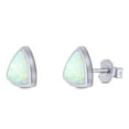 thumbnail image 2 of 10mm Triangle Stud Earring Created White Opal Solid 925 Sterling Silver, 2 of 5