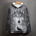 thumbnail image 4 of LAOLIUSN Men’s 3D Wolf Hoodie All Over Print Pullover Hooded Sweatshirt, Galaxy Moon Wolf Pack Graphic, Soft Stretch Polyester Spandex, S-4XL, 4 of 6
