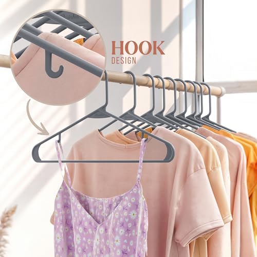 Plastic Hangers 20 Pack Grey - Clothes Hangers - Makes The Perfect Coat Hanger and General Space Saving Clothes Hangers for Closet - Percheros Ganchos para Colgar Ropa Hangars