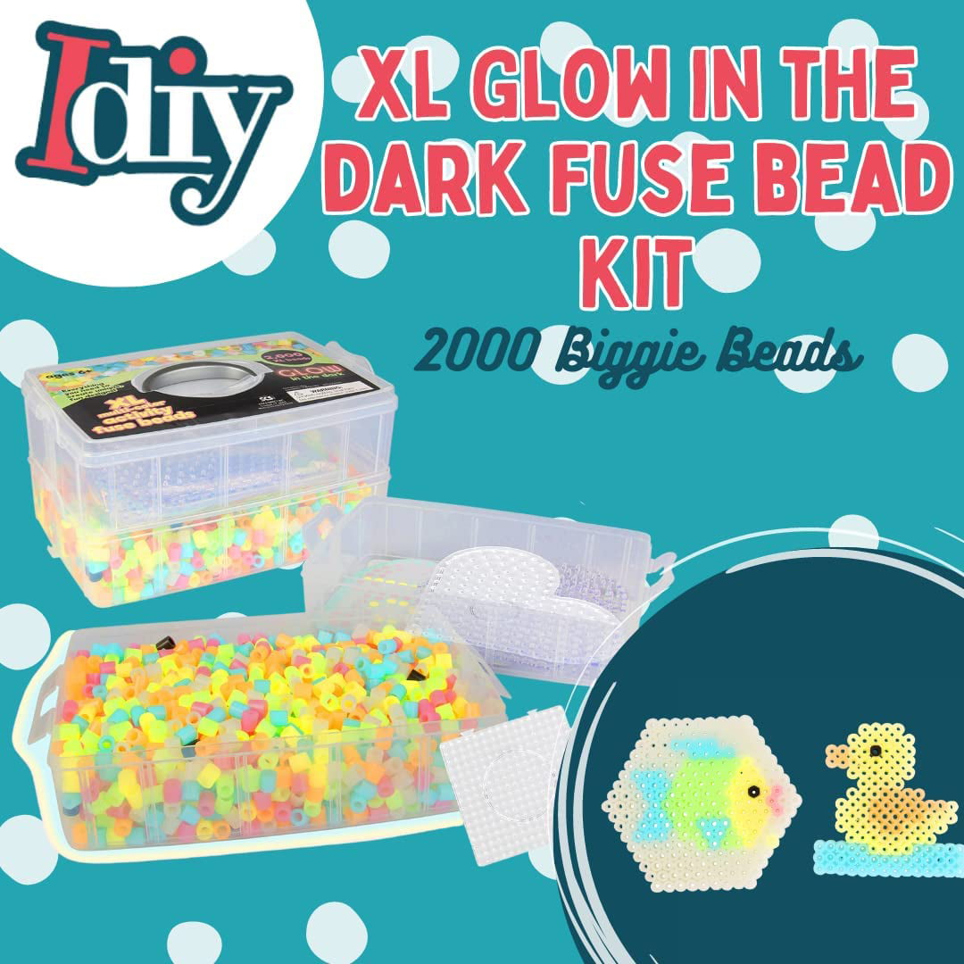 20,000 Fuse Beads - 20 Colors (5 Glow in The Dark), Tweezers, Peg Boards, Ironing Paper, Case 