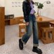 thumbnail image 4 of Pantalones vaqueros de estilo coreano para mujer, Jeans de nicho con piernas anchas, pantalones largos de cintura alta, moda urbana informal, nuevo, 4 of 5