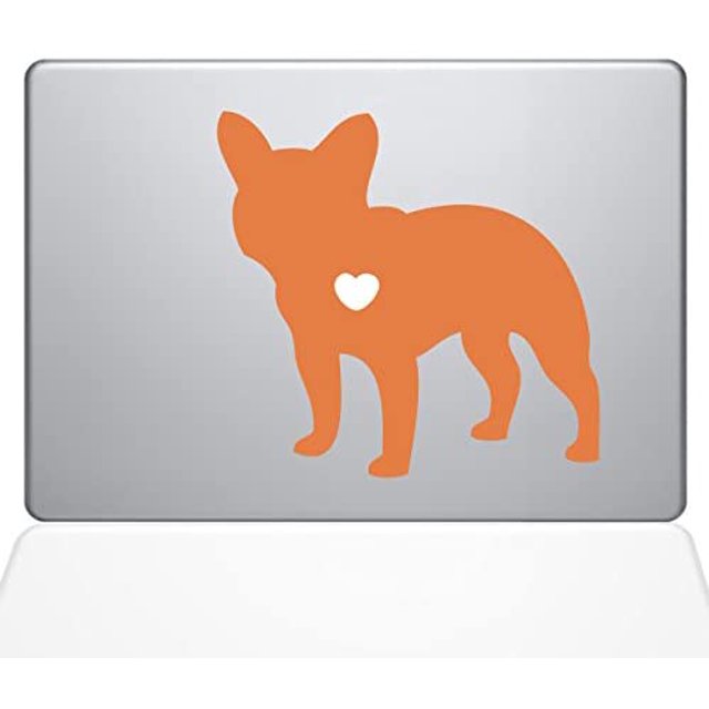 The Decal Guru I Love My French Bulldog Decal Vinyl Sticker, 13" MacBook Pro (2016 & Newer Models), Orange